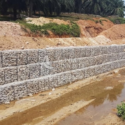 2.2mm - 4.0mm Draaddiameter Galfan Gabion Met 65% - 80% open gebied