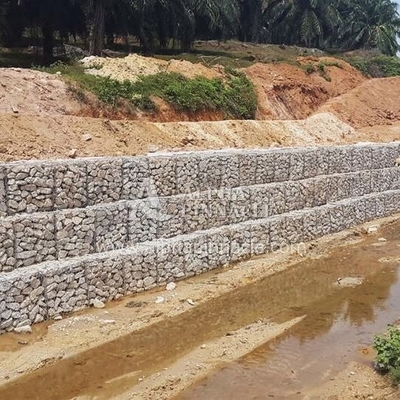 Tensiel gelast hek Gabion doos gemaakt van legering staaldraad met dubbele laag PVC coating