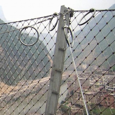Gegalvaniseerde 4 mm draad 10 * 5 m Ronde gaas Rockfall Barrier Net